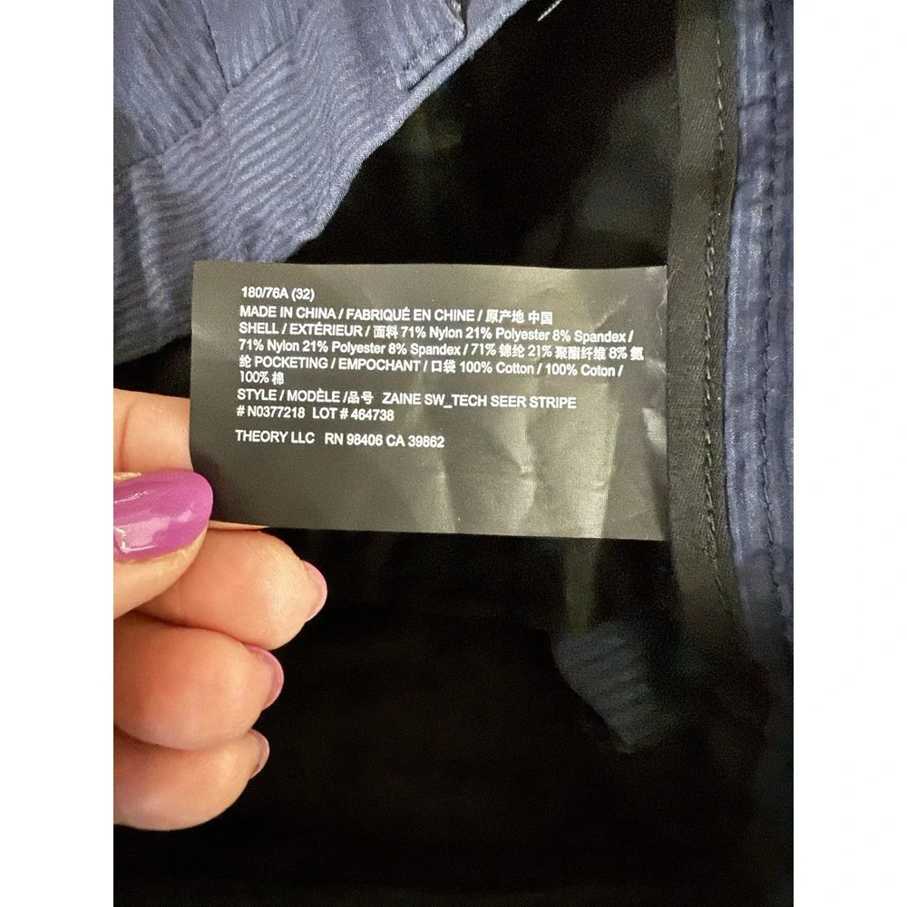 $265 Theory Mayer Baltic Blue Pin Stripe Suit Pants Mens Size 32‎